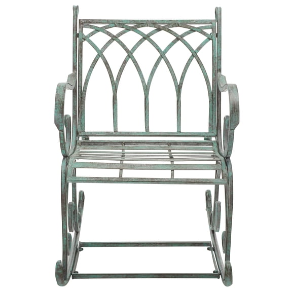SAFAVIEH Medrano Outdoor Patio Rocking Chair, Antique Green