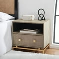 thumbnail image 1 of SAFAVIEH Meilana Glam 1 Shelf 1 Drawer Nightstand, Light Taupe/Brass, 1 of 12