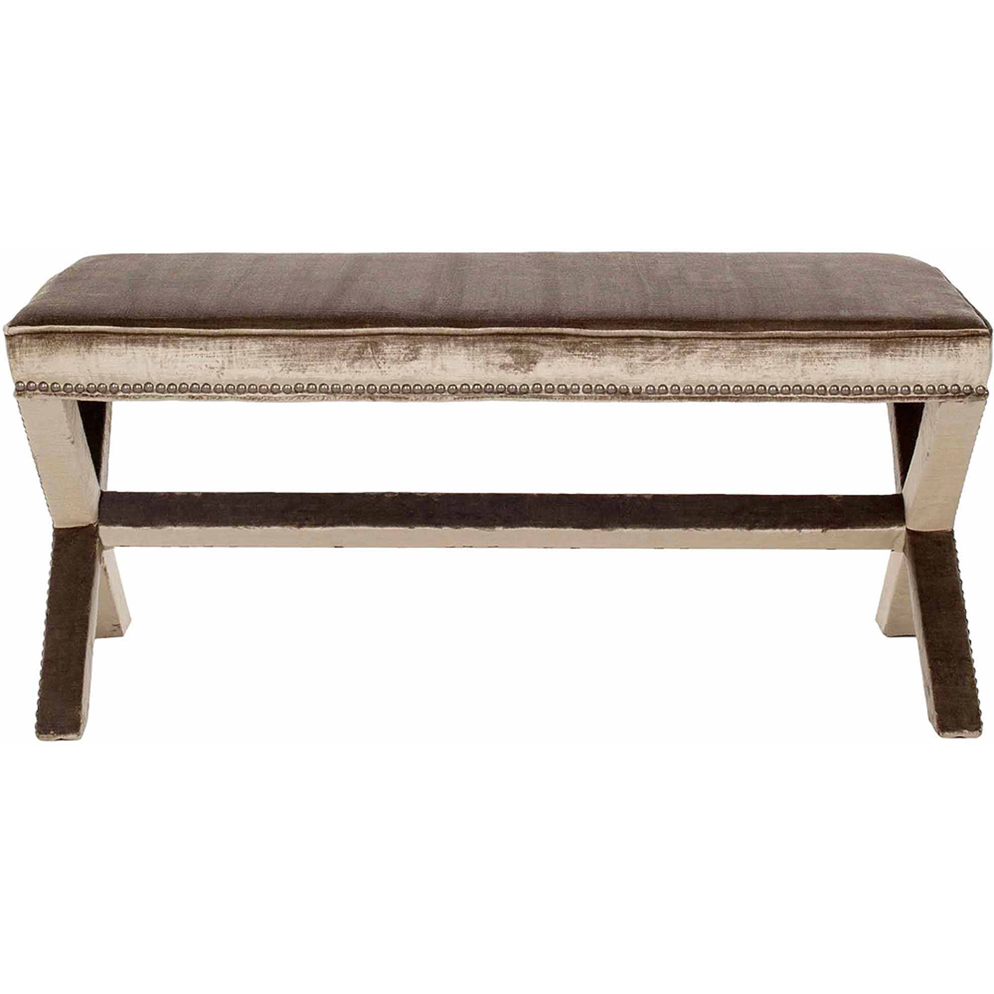 SAFAVIEH Melanie Cross-Leg Upholstered Extended Bench, Antique Sage