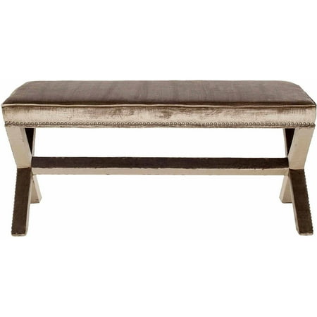 SAFAVIEH Melanie Cross-Leg Upholstered Extended Bench, Antique Sage