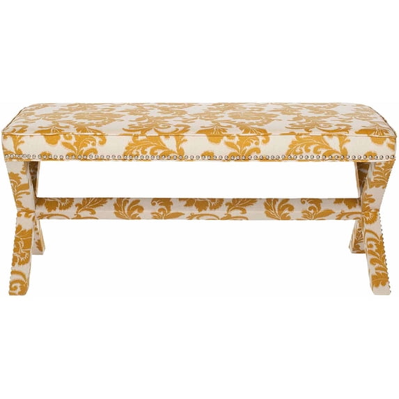 SAFAVIEH Melanie Upholstered Extended Bench, Maize/Beige