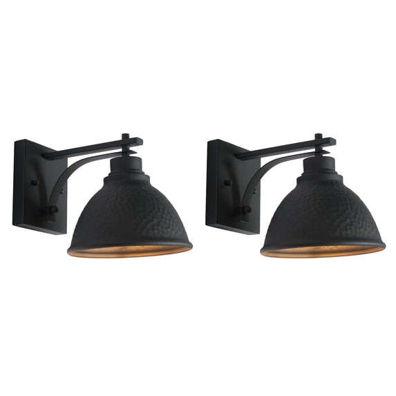 SAFAVIEH Melila 2-Light A19 Black Steel Wall Sconce with Black Shade, Set of 2