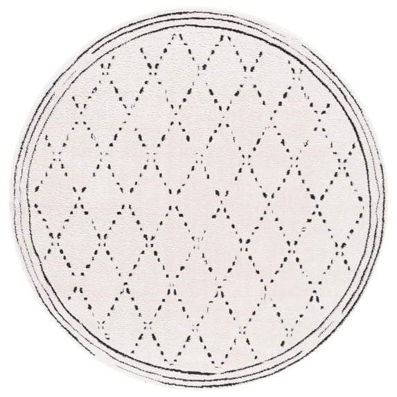 SAFAVIEH Melody Andrea Modern Area Rug, Ivory/Black, 6'7" x 6'7" Round