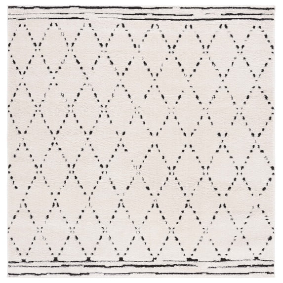 SAFAVIEH Melody Andrea Modern Area Rug, Ivory/Black, 6'7" x 6'7" Square