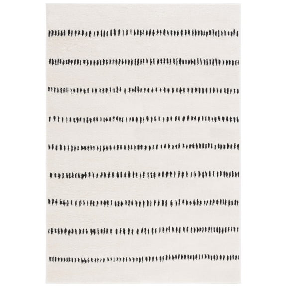 SAFAVIEH Melody Cora Abstract Polyester Area Rug, Ivory/Black, 3' x 5'