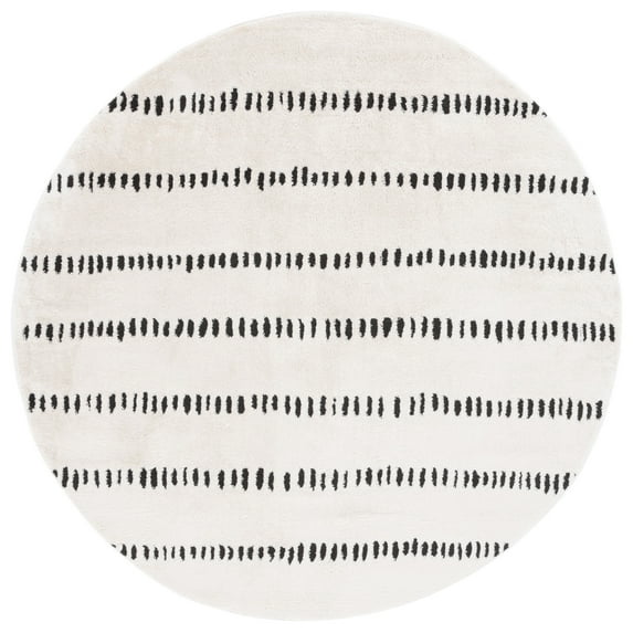 SAFAVIEH Melody Cora Abstract Polyester Area Rug, Ivory/Black, 4' x 4' Round