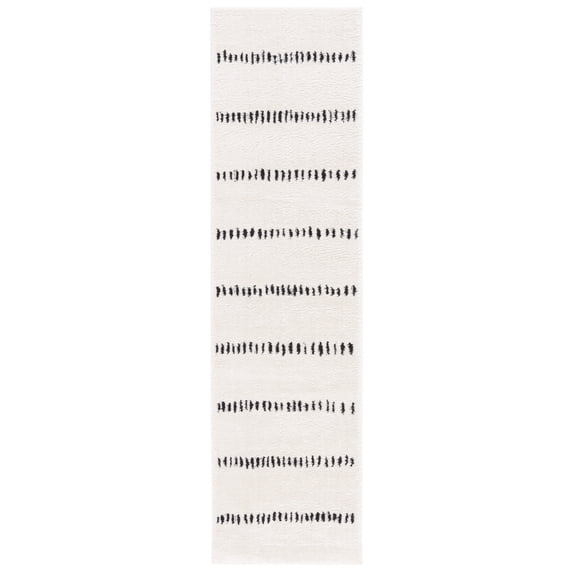 SAFAVIEH Melody Cora Abstract Polyester Runner Rug, Ivory/Black, 2'2" x 10'