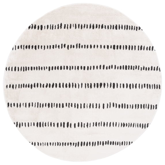 SAFAVIEH Melody Cora Modern Area Rug, Ivory/Black, 6'7" x 6'7" Round
