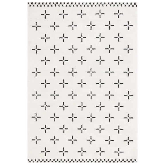SAFAVIEH Melody Leinster Geometric Polyester Area Rug, Ivory/Black, 8' x 10'