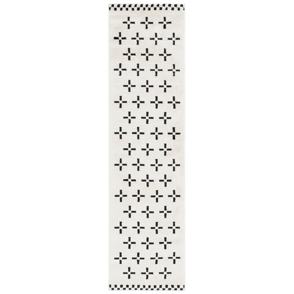 SAFAVIEH Melody Leinster Geometric Polyester Runner Rug, Ivory/Black, 2'2" x 6'