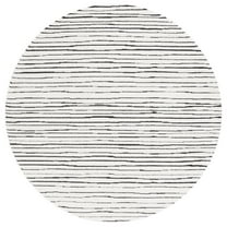SAFAVIEH Melody Leo Abstract Polyester Area Rug, Ivory/Black, 4' x 4' Round