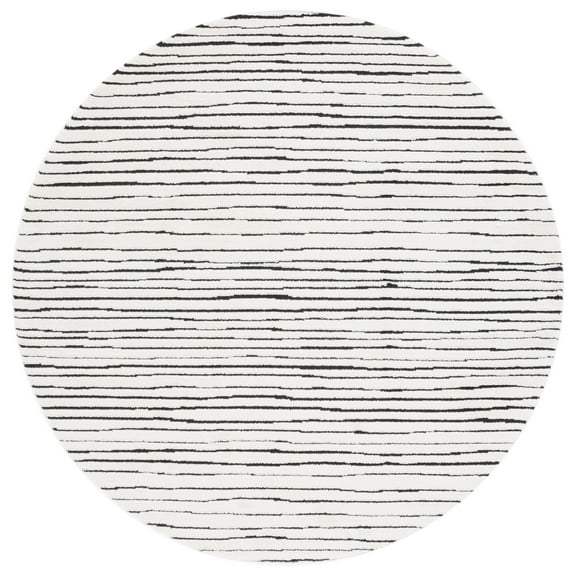 SAFAVIEH Melody Leo Abstract Polyester Area Rug, Ivory/Black, 4' x 4' Round