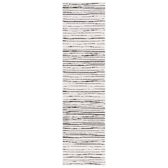 SAFAVIEH Melody Leo Abstract Polyester Runner Rug, Ivory/Black, 2'2" x 12'