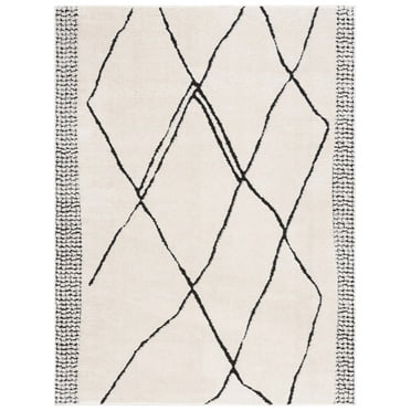 SAFAVIEH Melody Lysette Geometric Polyester Area Rug, Ivory/Black, 6' x 9'