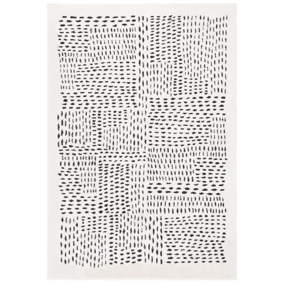 SAFAVIEH Melody Natalee Geometric Polyester Area Rug, Ivory/Black, 3' x 5'