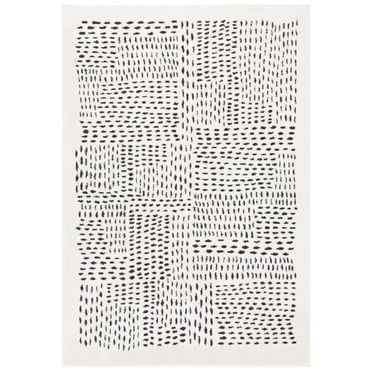 SAFAVIEH Melody Natalee Geometric Polyester Area Rug, Ivory/Black, 8' x 10'
