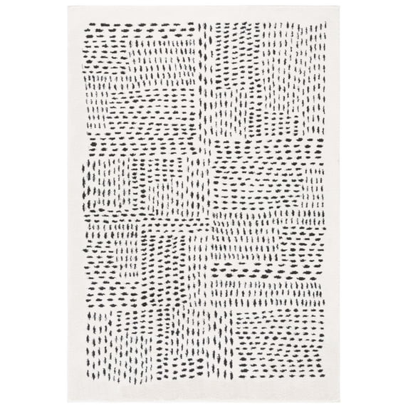 SAFAVIEH Melody Natalee Geometric Polyester Area Rug, Ivory/Black, 9' x 12'