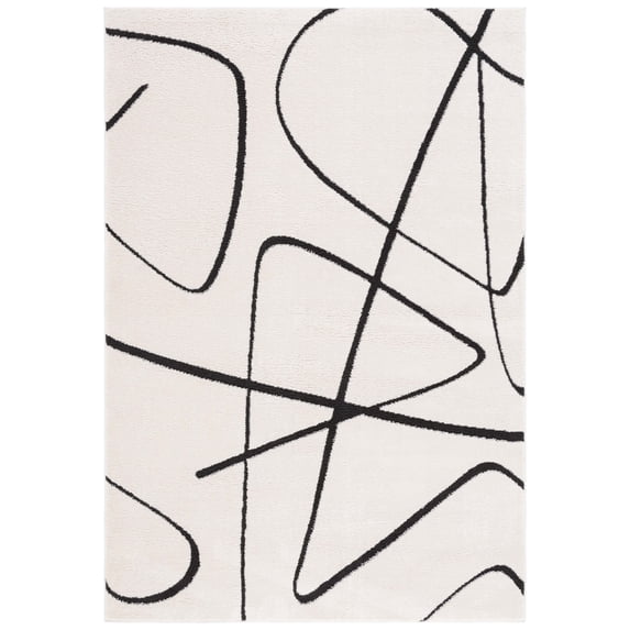 SAFAVIEH Melody Quinn Abstract Polyester Area Rug, Ivory/Black, 2'2" x 4'