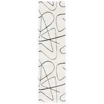 SAFAVIEH Melody Quinn Abstract Polyester Runner Rug, Ivory/Black, 2'2" x 12'