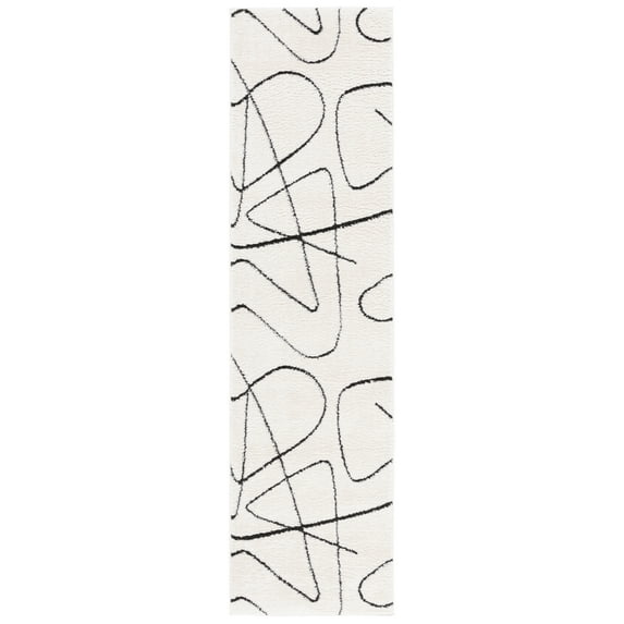 SAFAVIEH Melody Quinn Abstract Polyester Runner Rug, Ivory/Black, 2'2" x 6'