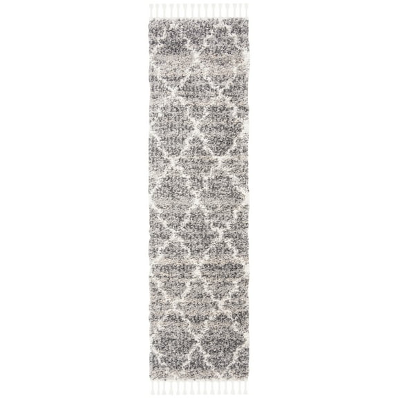SAFAVIEH Melrose Giffard Geometric Shag Runner Rug, Grey/Ivory, 2'2" x 8'