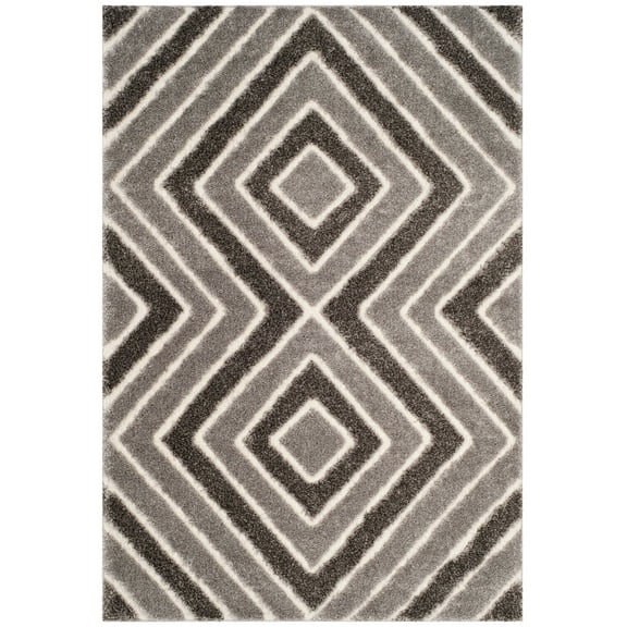 SAFAVIEH Memphis Finola Geometric Shag Area Rug, Taupe/Grey, 4' x 6'