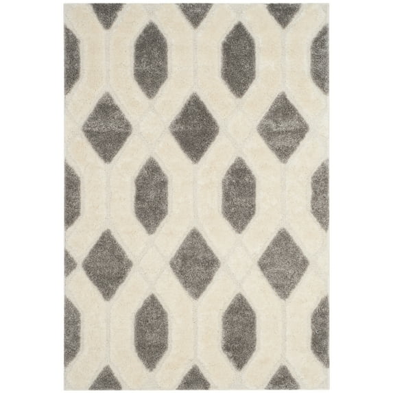 SAFAVIEH Memphis Watson Geometric Shag Area Rug, Grey/Cream, 4' x 6'