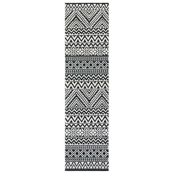 SAFAVIEH Mercer Janey Geometric Runner Rug, Ivory/Charcoal, 2' x 8'