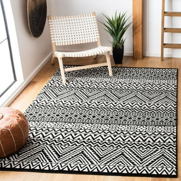 SAFAVIEH Mercer Janey Boho Geometric Area Rug, Ivory/Charcoal, 4' x 6'