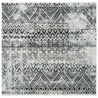 SAFAVIEH Mercer Janey Geometric Area Rug, Ivory/Charcoal, 6'7" x 6'7" Square