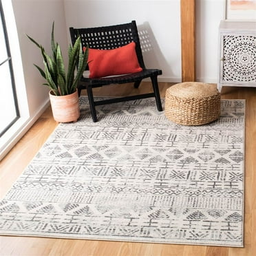 SAFAVIEH Mercer Katherina Boho Distressed Area Rug, Ivory/Grey, 5'3" x 7'6"