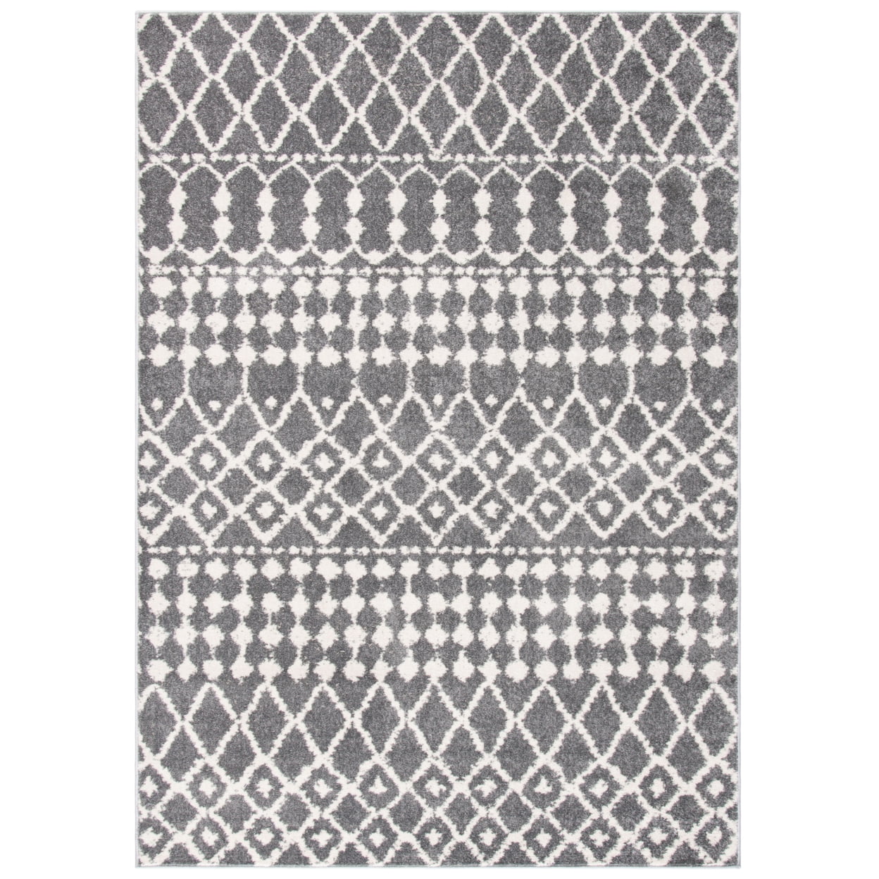 Gray Geometric 8' x 10' Hand-Knotted Synthetic Area Rug