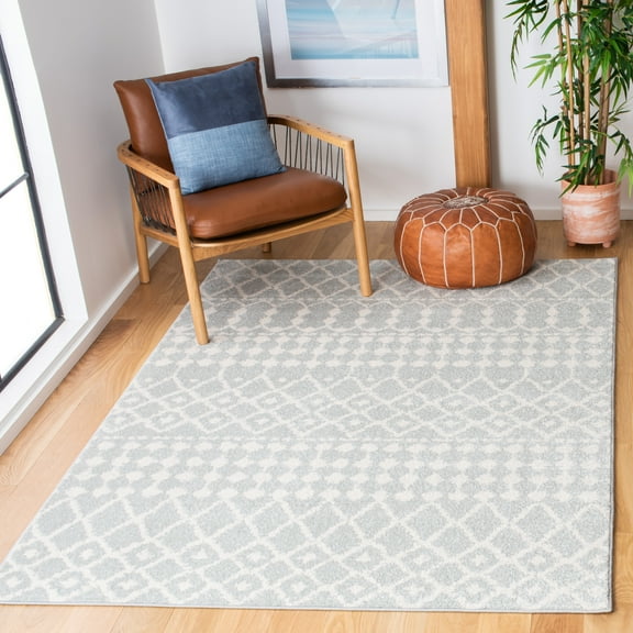 SAFAVIEH Mercer Phoebe Boho Geometric Area Rug, Light Grey/Cream, 4' x 6'