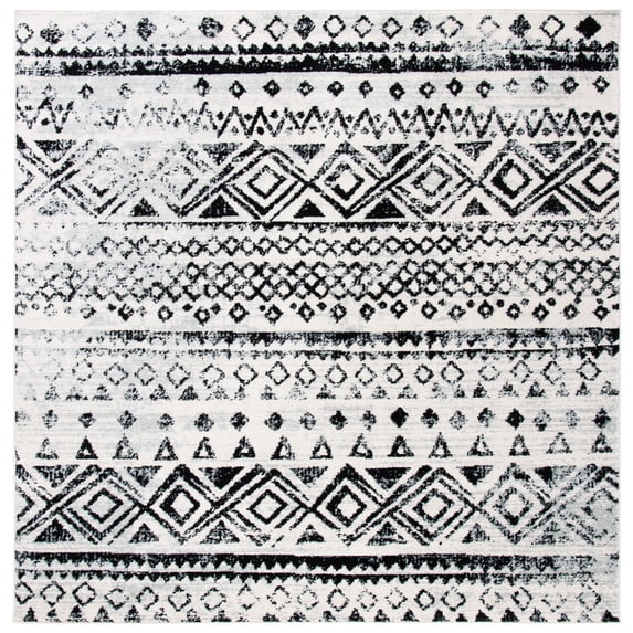 SAFAVIEH Mercer Sabella Geometric Area Rug, Ivory/Charcoal, 6'7" x 6'7" Square