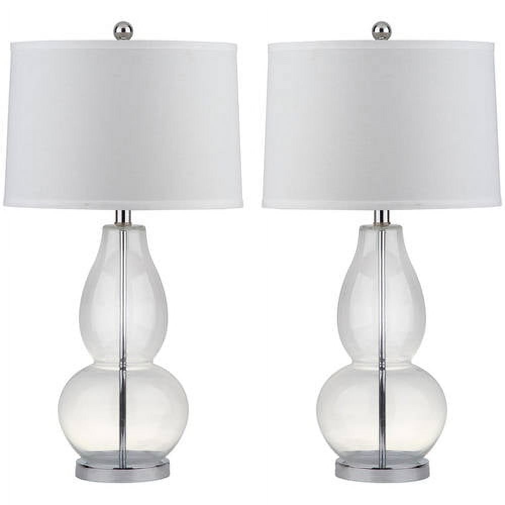 SAFAVIEH Mercurio 28.5 in. H Double Gourd Glass Table Lamp, Clear, Set of 2