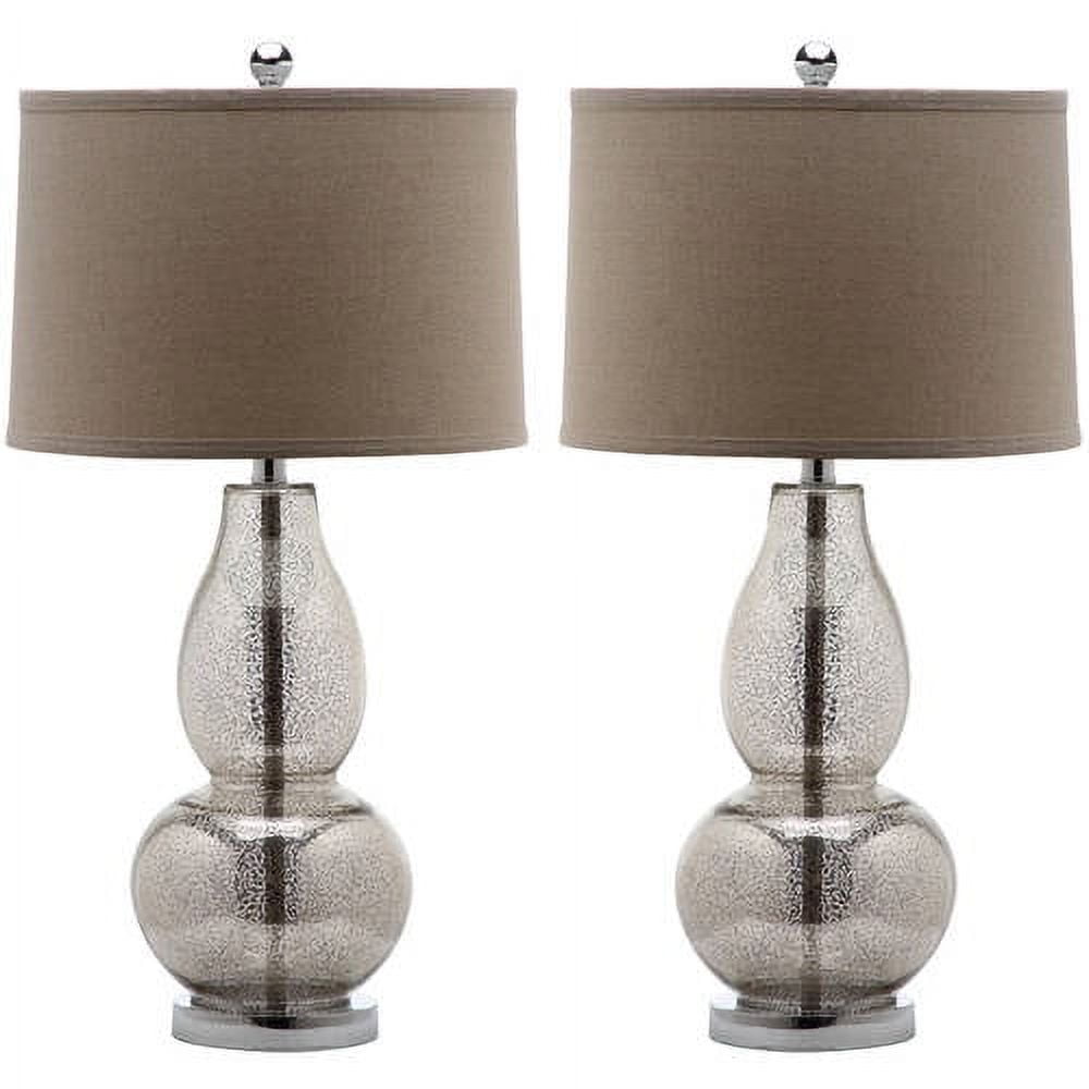 SAFAVIEH Mercurio 28.5 in. H Double Gourd Glass Table Lamp, Ivory/Silver, Set of 2