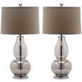 thumbnail image 1 of SAFAVIEH Mercurio 28.5 in. H Double Gourd Glass Table Lamp, Ivory/Silver, Set of 2, 1 of 5