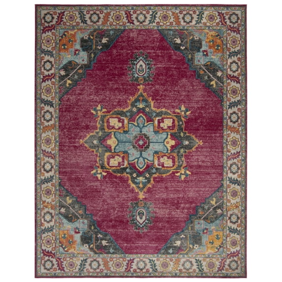 SAFAVIEH Merlot Rosamund Floral Area Rug, Fuchsia/Multi, 6'7" x 9'