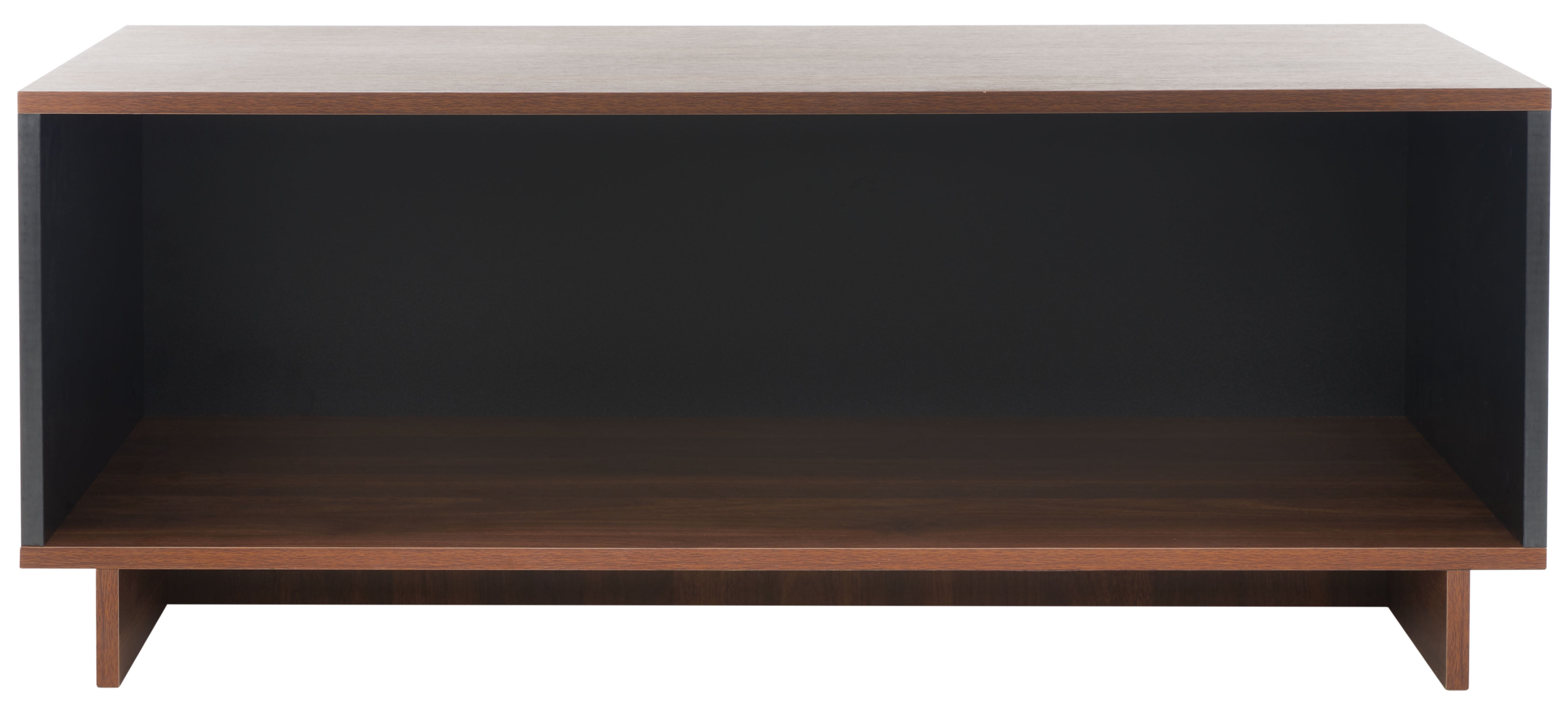 Walnut and Black Rectangular Industrial TV Stand