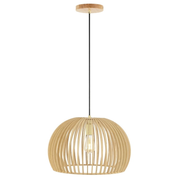 SAFAVIEH Mesa Natural Wood Pendant Light with Natural Wood Shade