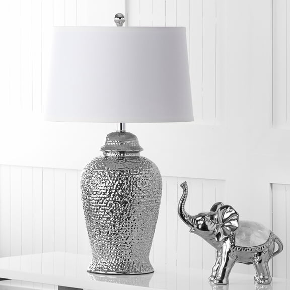 SAFAVIEH Metallica 27.5 in. H Ginger Jar Table Lamp, Silver, Set of 2