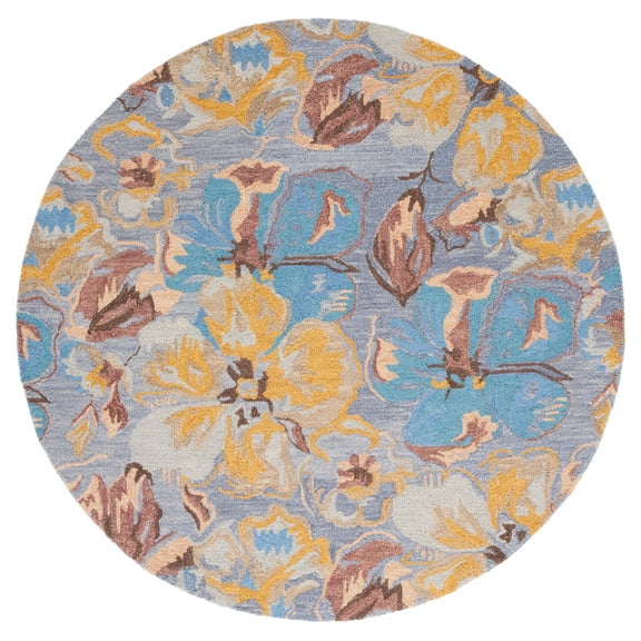 SAFAVIEH Metro ARABESQUE Floral Area Rug, Grey/Yellow, 6' x 6' Round