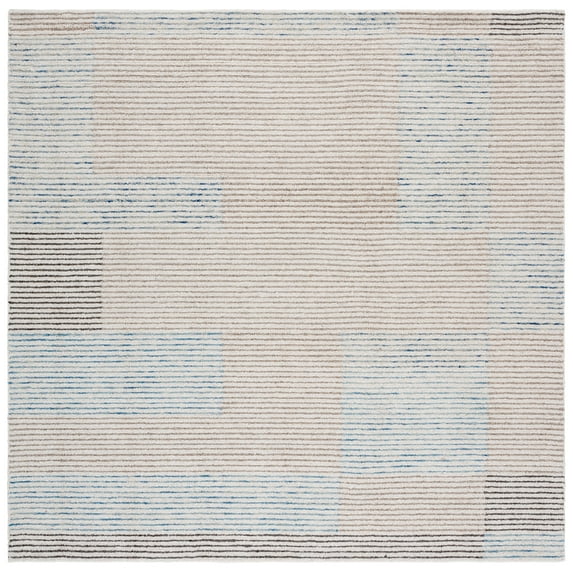 SAFAVIEH Metro Abraham Geometric Area Rug, Ivory/Light Blue, 6' x 6' Square