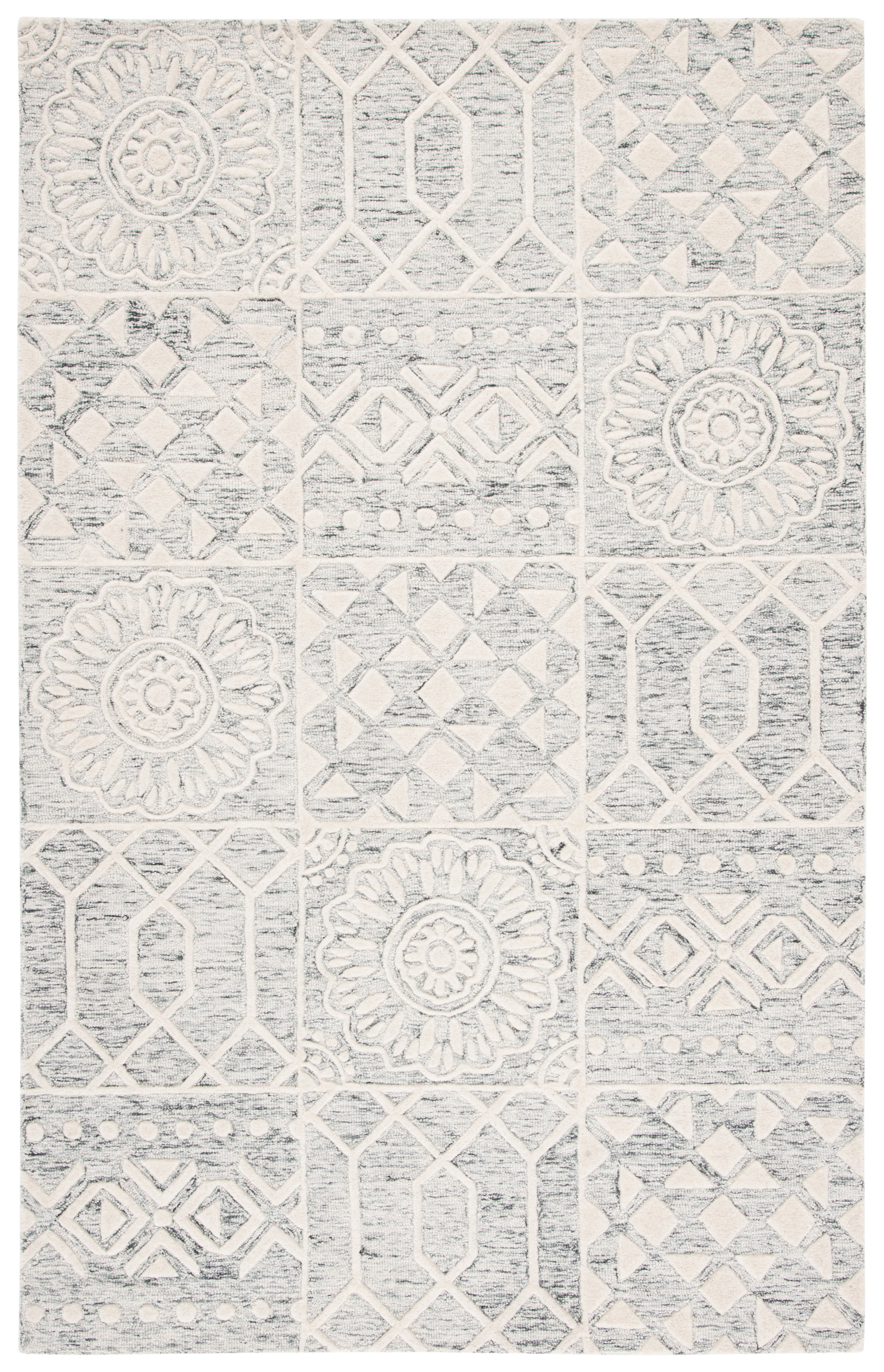 SAFAVIEH Metro Adair Medallion Area Rug, Silver/Ivory, 4' x 6'