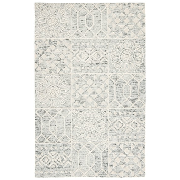 SAFAVIEH Metro Adair Medallion Area Rug, Silver/Ivory, 4' x 6'