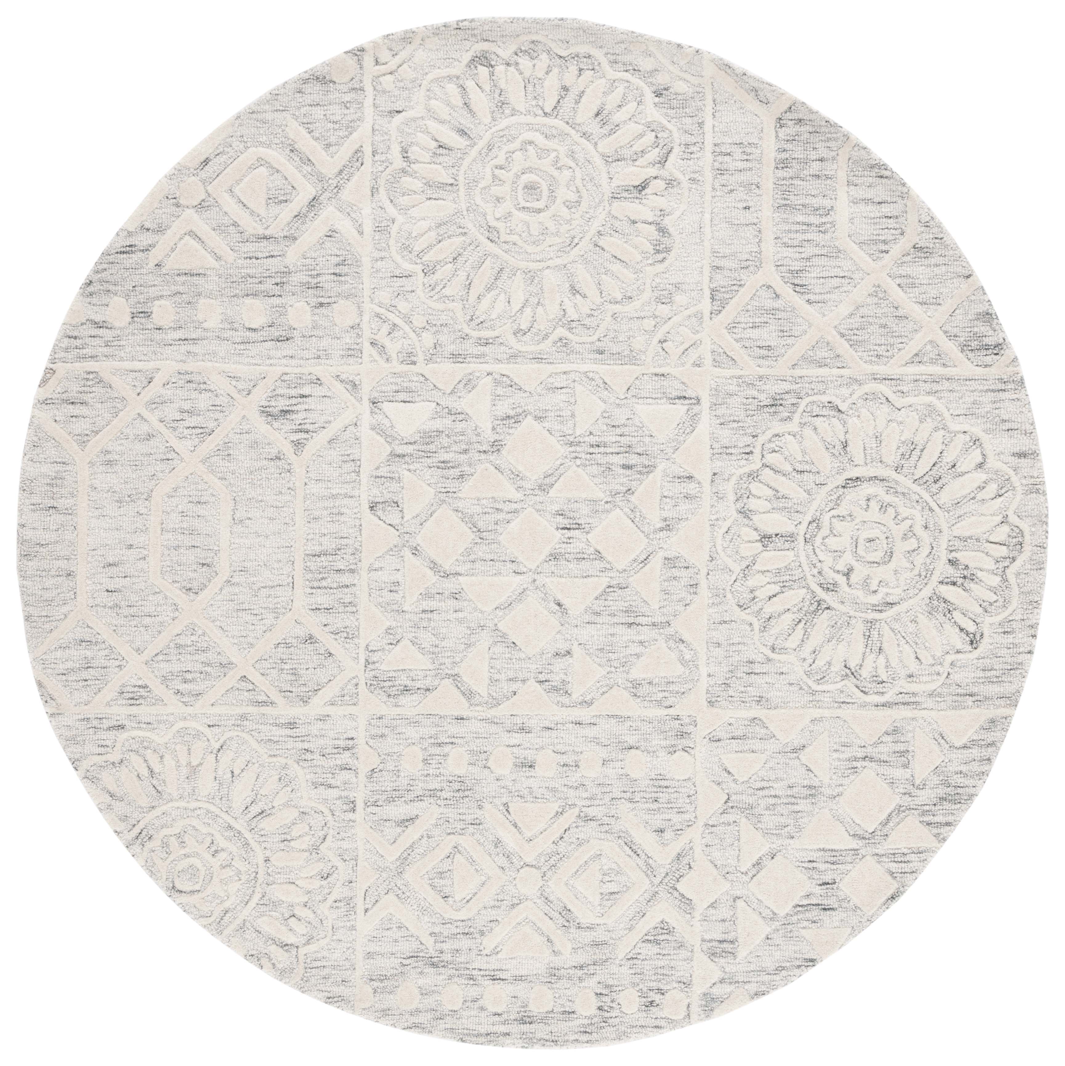 SAFAVIEH Metro Adair Medallion Area Rug, Silver/Ivory, 6' x 6' Round