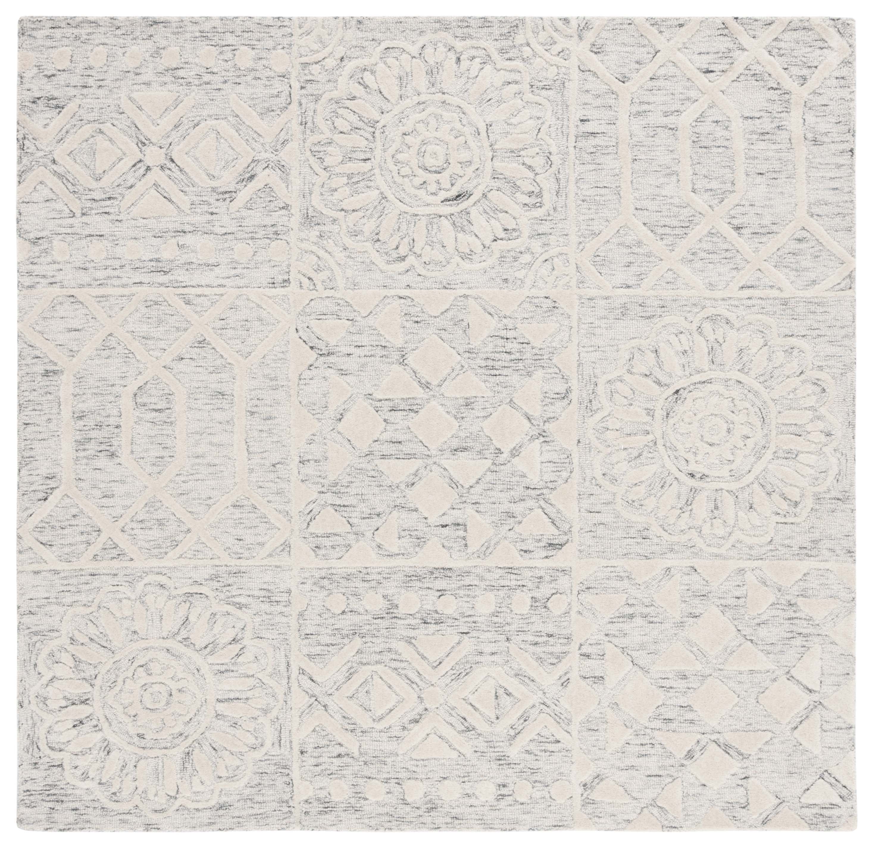SAFAVIEH Metro Adair Medallion Area Rug, Silver/Ivory, 6' x 6' Square