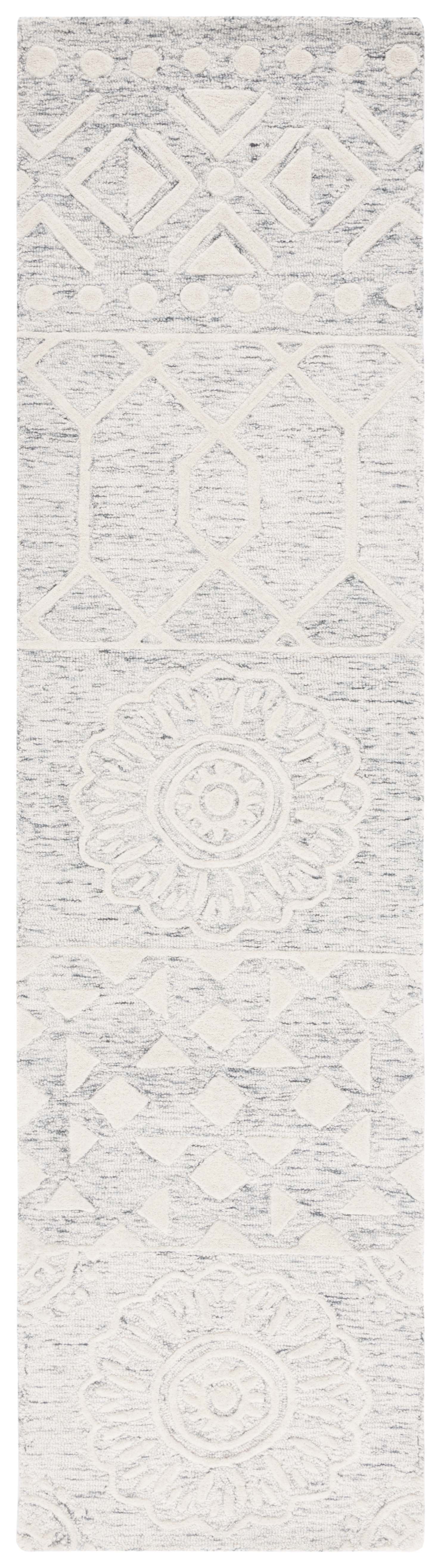 SAFAVIEH Metro Adair Medallion Runner Rug, Silver/Ivory, 2'3" x 9'