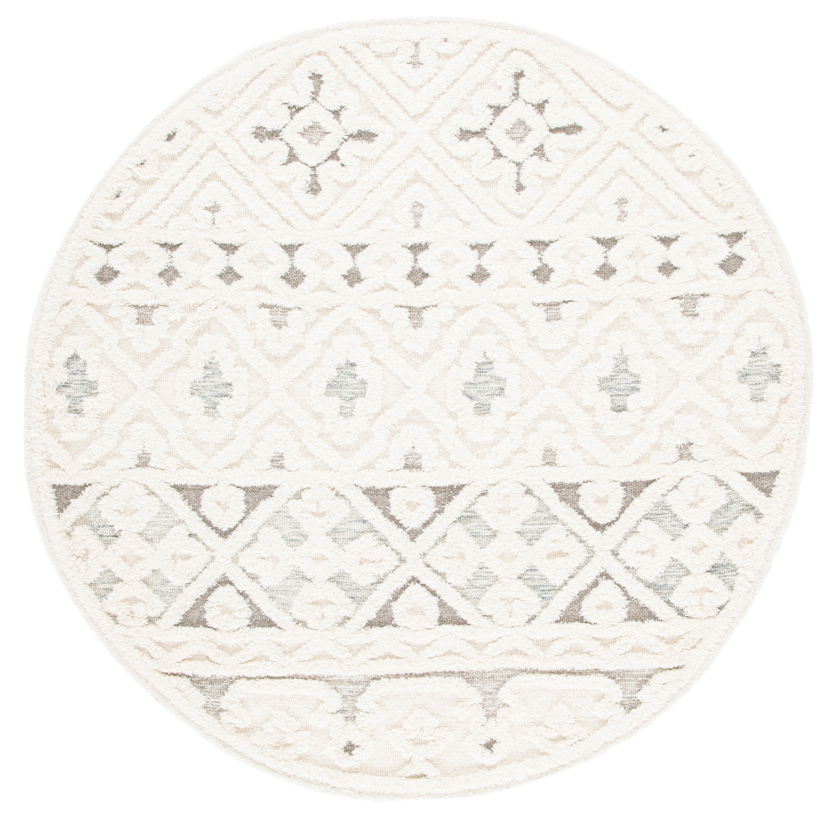 SAFAVIEH Metro Addison Southwestern Area Rug, Ivory/Grey, 6' x 6' Round