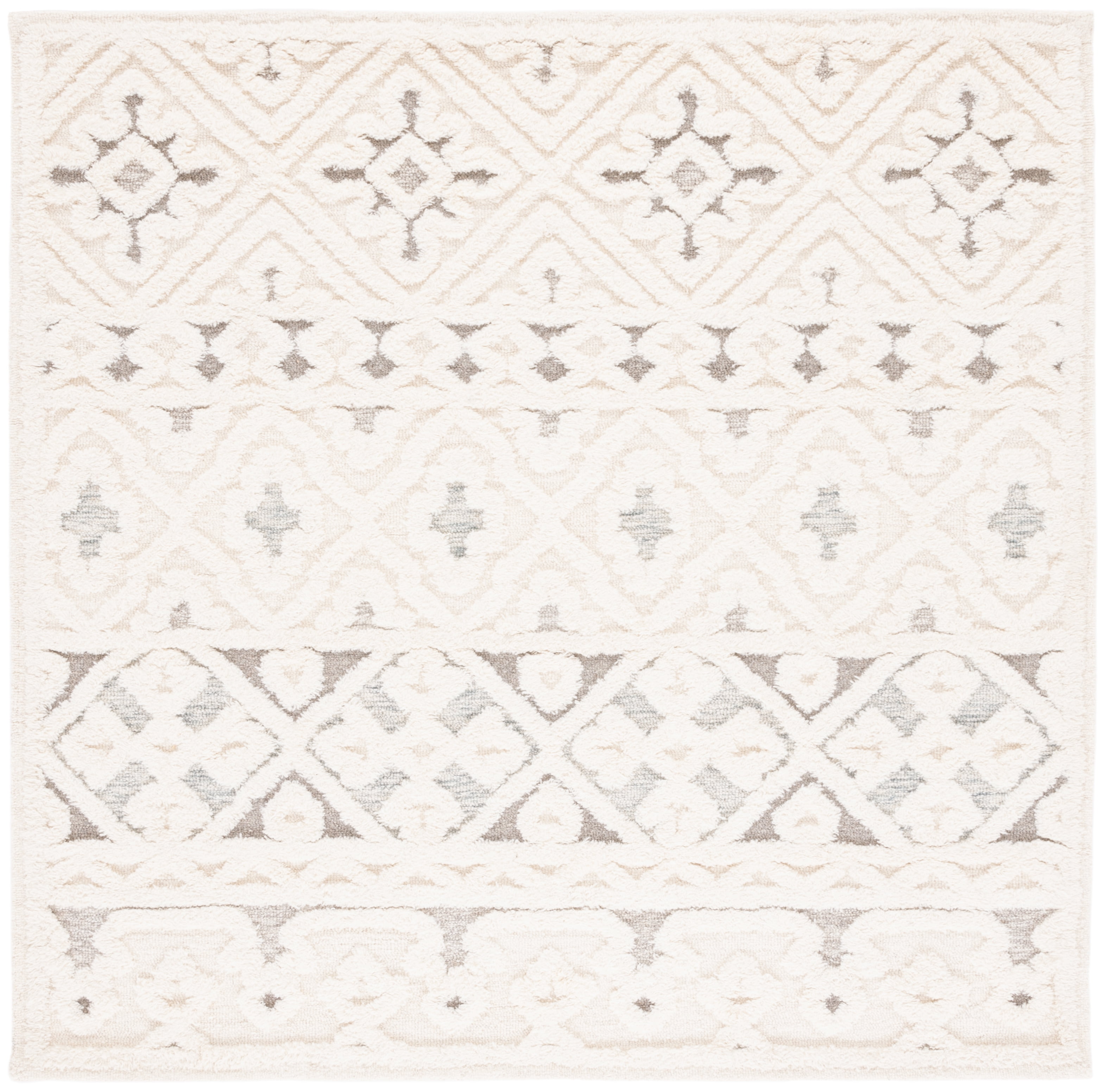 SAFAVIEH Metro Addison Southwestern Area Rug, Ivory/Grey, 6' x 6' Square
